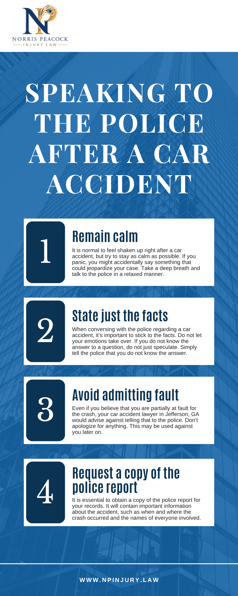 Speaking to the Police After a Car Accident Infographic - Norris Peacock